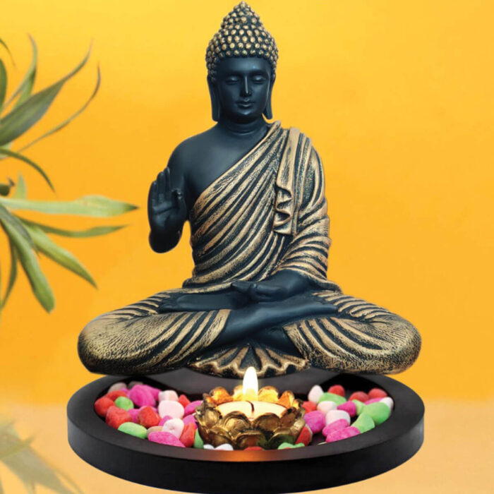 Uplifting Spirit Buddha Statue (Fibre) - Black and Gold - Madonna Home  Solutions