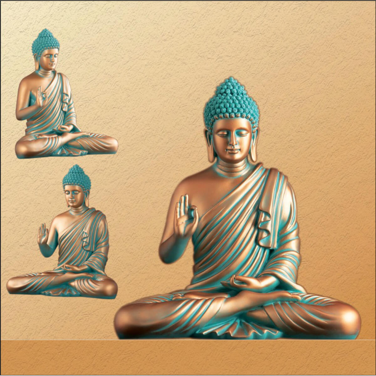 Copper and Peacock green buddha (4)